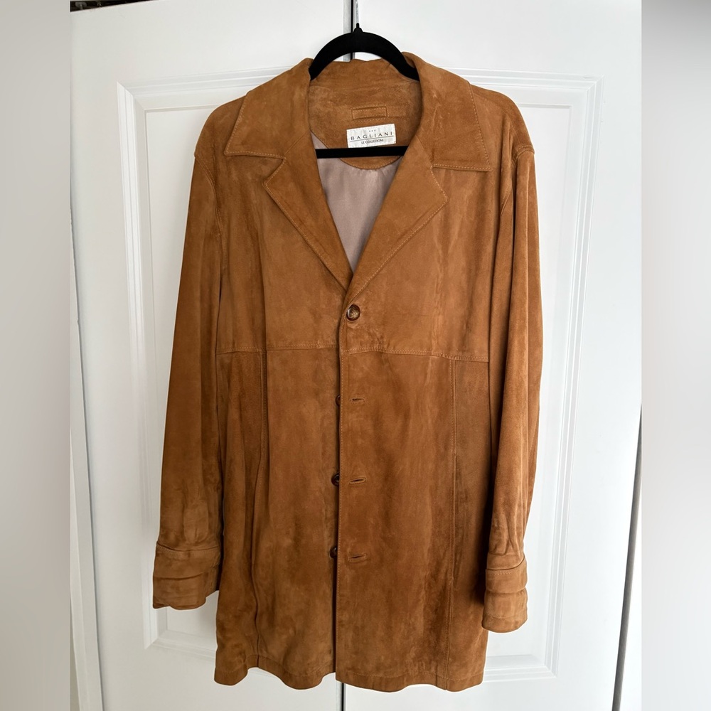 Oversized Brown Suede Trench Jacket